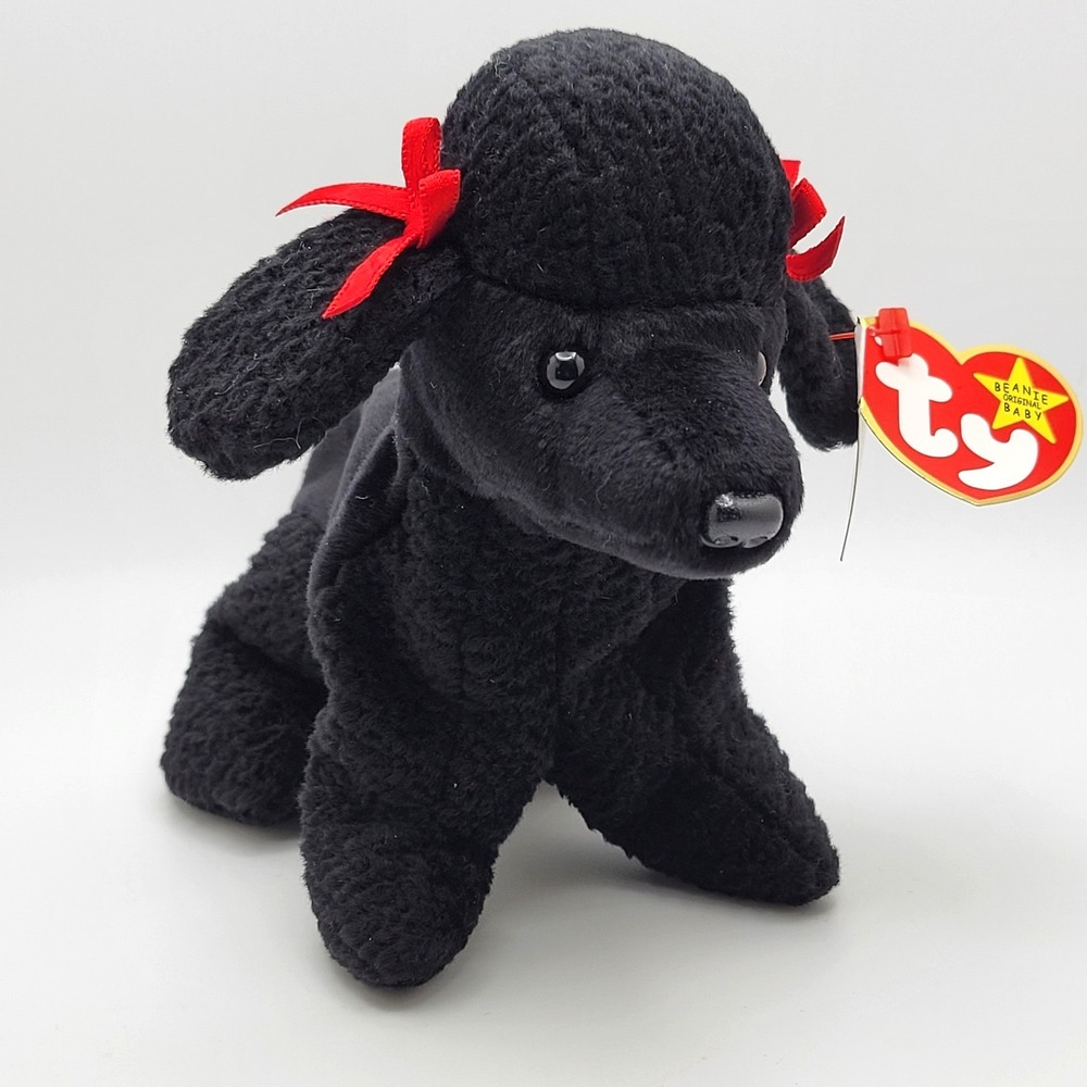 Ty Beanie Baby GiGi‎ Black Poodle Plush w Red Ribbons Original Tag Vintage 1997